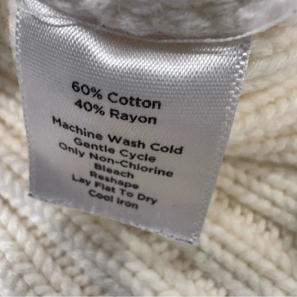 Talbots Women’s  Off White Heavy Ribbed Knit Zip Front Cardigan Sweater, Size M - Picture 5 of 11